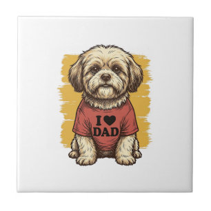 Schattige Hond Ik Hou Van Papa Vintage Gravure Vec Tegeltje