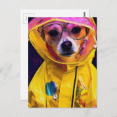 Schattige Hond in een gele regenjas briefkaart (Voorkant / Achterkant)