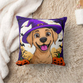 Schattige hond in heksenhoed kussen (Deken)