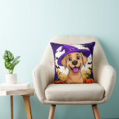 Schattige hond in heksenhoed kussen (Stoel)