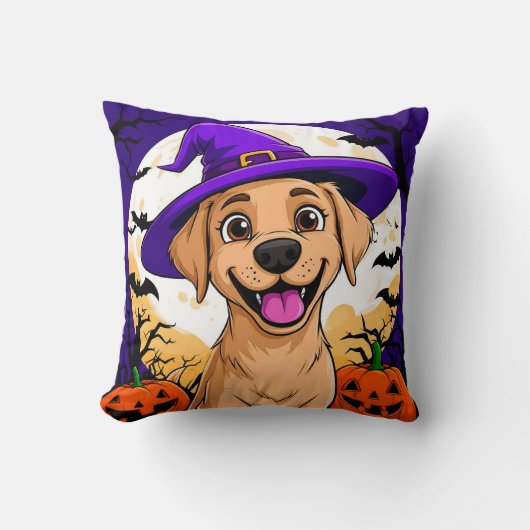 Schattige hond in heksenhoed kussen (Voorkant)
