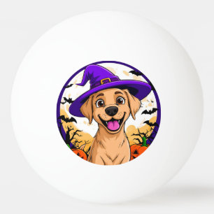 Schattige hond in heksenhoed pingpongbal