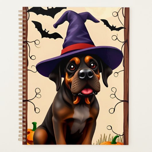 Schattige hond in heksenhoed planner (Voorkant)