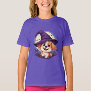 Schattige hond in heksenhoed t-shirt