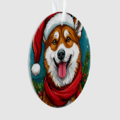 Schattige hond in kerstmannenoutfit ornament (voorkant)