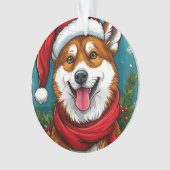 Schattige hond in kerstmannenoutfit ornament (voorkant)