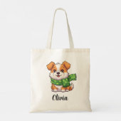 Schattige hond in klaverensjaal tote bag (Achterkant)