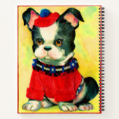 schattige hond in pet en trui notitieboek (Achterkant)