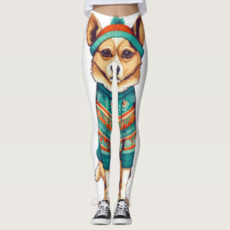 Schattige hond in winterstijl leggings