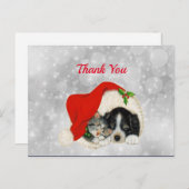 Schattige Hond Kat Kerstman Muts Kerstmis Dank Je Briefkaart (Voorkant / Achterkant)