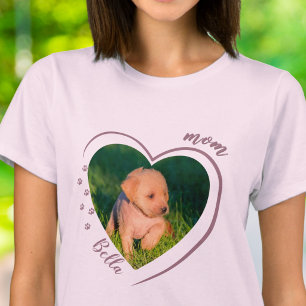 Schattige Hond Kat Moeder Hart Foto Pootafdrukken T-shirt