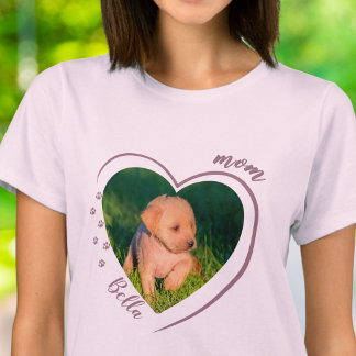 Schattige Hond Kat Moeder Hart Foto Pootafdrukken T-shirt