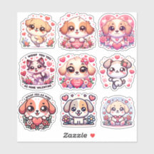 Schattige hond Kawaii Valentijn's Day Stickers