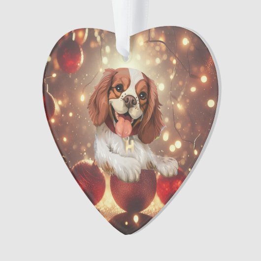 Schattige hond Kerst hart ornament (voorkant)
