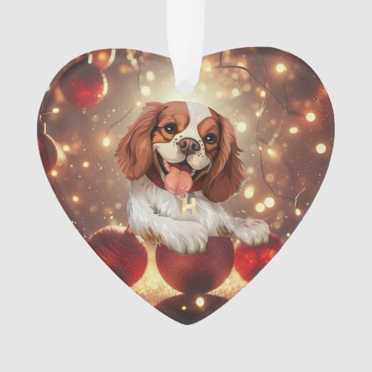 Schattige hond Kerst hart ornament (voorkant)