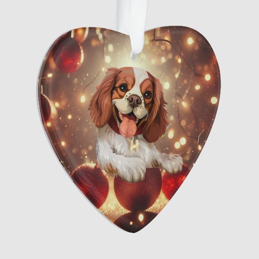 Schattige hond Kerst hart ornament (voorkant)