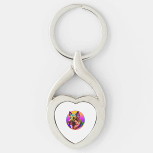 SCHATTIGE HOND KLEURRIJKE REGENBOOG SLEUTELHANGER