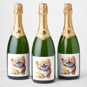 SCHATTIGE HOND lachen Classic T-Shirt Sparkling Wijnetiket (Flessen)