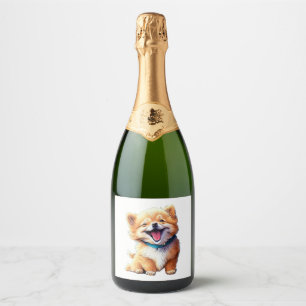 SCHATTIGE HOND lachen Classic T-Shirt Sparkling Wijnetiket