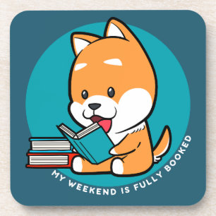 Schattige Hond Leest Boek Grappige Spreuk Bier Onderzetter