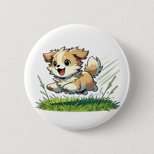Schattige hond loopt vrolijk ronde button 5,7 cm (Voorkant)