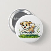 Schattige hond loopt vrolijk ronde button 5,7 cm (Voorkant /achterkant)