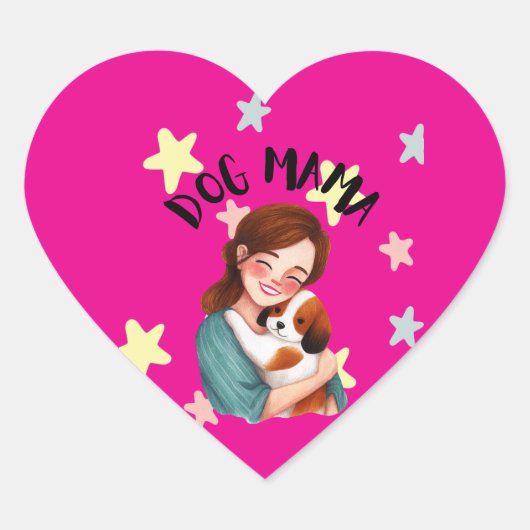 Schattige hond mama hart sticker (Voorkant)