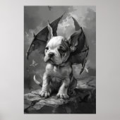 Schattige hond met Dragon Wings Fantasy Art Poster (Voorkant)