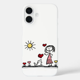 Schattige hond met een meisje iPhone 16 hoesje