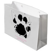 Schattige hond met glazen tas  groot cadeauzakje (Achterkant Gekanteld)