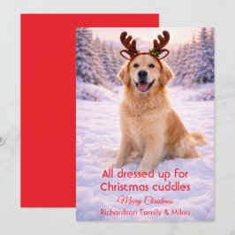 Schattige hond met grappige kerstcitaten | Kerstka Feestdagenkaart