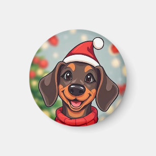 Schattige hond met kerstmuts magneet