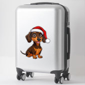 Schattige hond met kerstmuts verspreidt Kerstmis Sticker (Koffer)