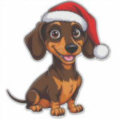 Schattige hond met kerstmuts verspreidt Kerstmis Sticker (Voorkant)