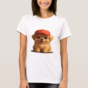 Schattige hond met Pet en bril – T-shirt voor dame