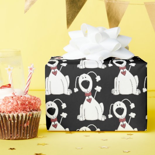 schattige hond met rood hart cadeaupapier (Verjaardagsfeest)