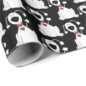 schattige hond met rood hart cadeaupapier (Rol Hoek)