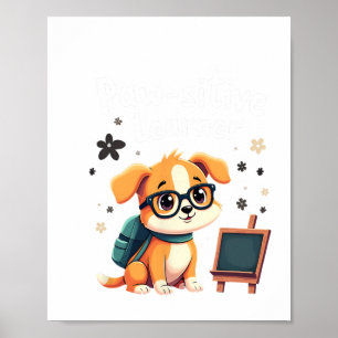 Schattige hond met rugzak terug naar school klaslo poster
