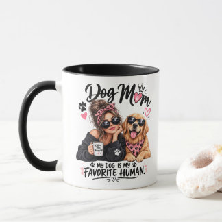 Schattige Hond Moeder Golden Retriever Koffie Lief Mok