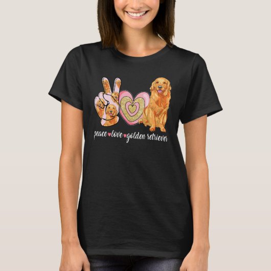 Schattige Hond Moeder Moederdag Vrede Liefde Goude T-shirt (Voorkant)