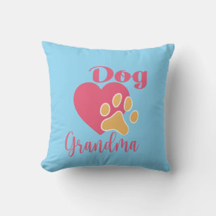 Schattige Hond Oma Roze Hart Pootafdruk Grafisch Kussen