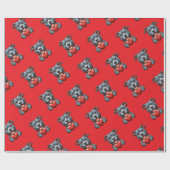 Schattige hond omarmt hart met blije expressie cadeaupapier (Vlak)