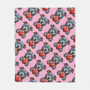 Schattige hond omarmt hart met blije expressie fleece deken