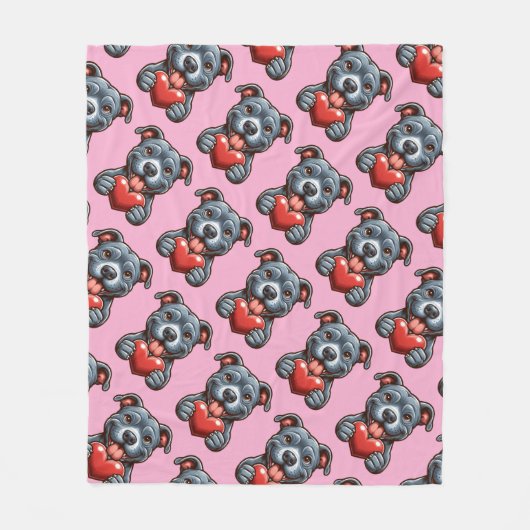 Schattige hond omarmt hart met blije expressie fleece deken (Voorkant)