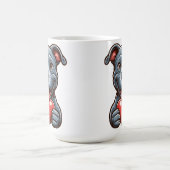 Schattige hond omarmt hart met blije expressie koffiemok (Center)