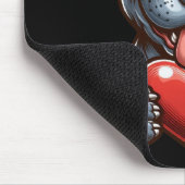 Schattige hond omarmt hart met blije expressie muismat (Hoek)