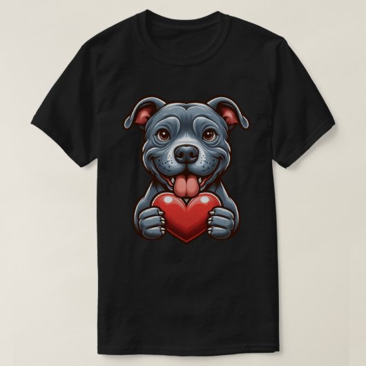 Schattige hond omarmt hart met blije expressie t-shirt (Design voorkant)