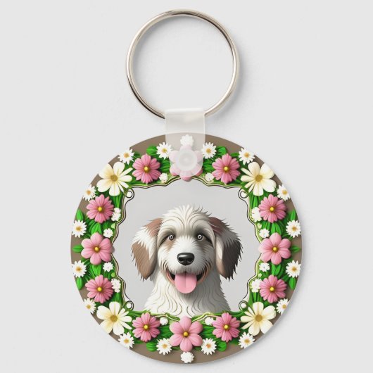Schattige hond omlijst door Bright Design Sleutelhanger (Voorkant)