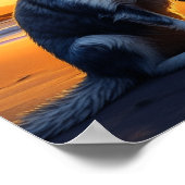 Schattige hond op het strand bij zonsondergang poster (Hoek)