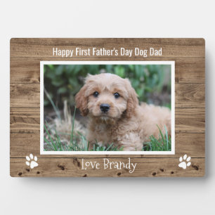 Schattige Hond Papa Foto Eerste Vaderdag Fotoplaat